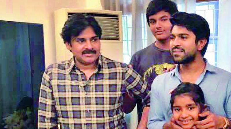 Pawan celebrated his son Akira Nandans birthday and Charan posted a picture of him along with Pawan, and cousins Akira and Aadya.