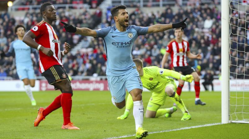 Sergio Aguero scored the opening goal for Manchester City. (Photo: AP)