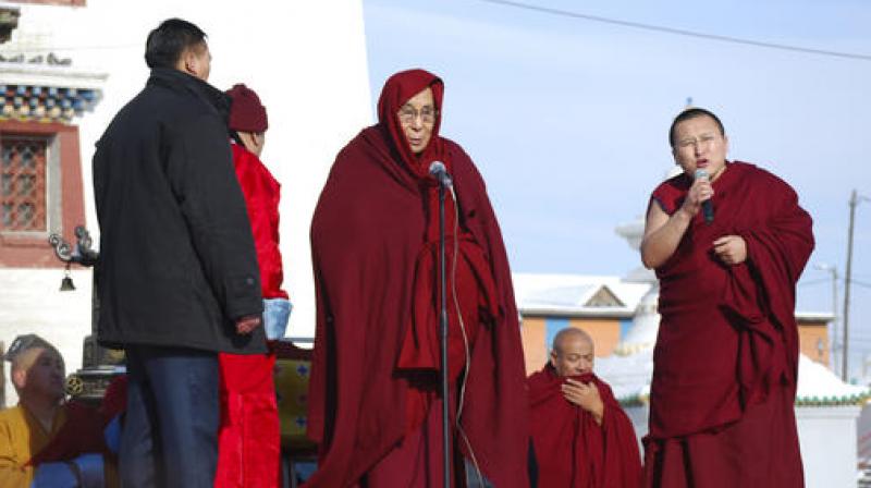 Dalai Lama speaks at the Janraiseg temple of Gandantegchinlen monastery in Ulaanbaatar. (Photo: AP)