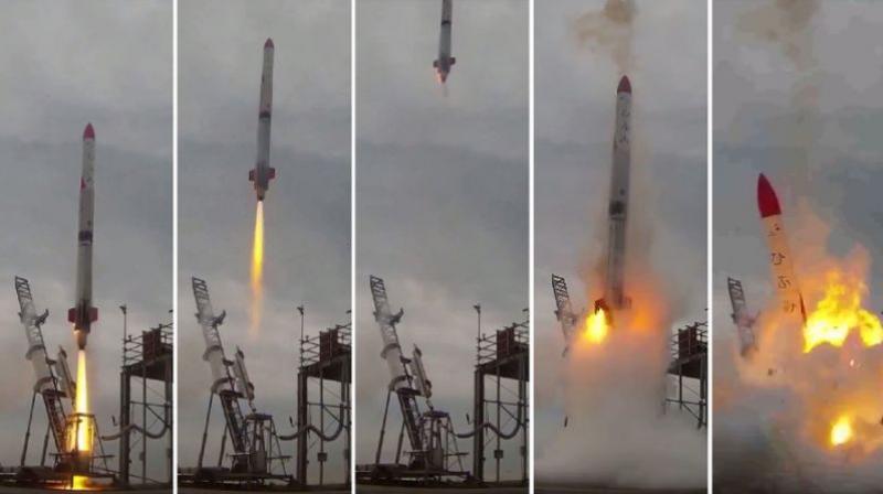 Television footage showed the 10-metre (33-foot) rocket crashing back down to the launch pad seconds after liftoff and bursting into flames. (Photo: AFP)