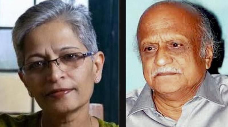 M M Kalburi (R) was killed on August 2015 while Gauri Lankesh (L) was murdered in September 2017. (Photo: DC)