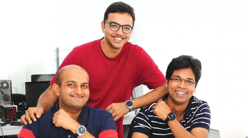 (From left) The trio Chandrashekar, Ankit and Somnath