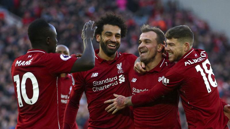 Mane scored two fine second-half goals while Salah ended any suggestion that he was suffering from a goal drought with his fourth strike in three matches to go alongside two assists. (Photo: AP)