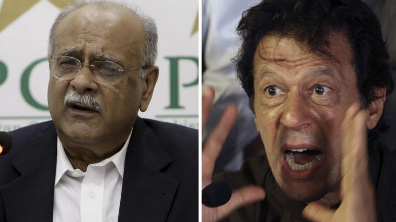 Imran Khan, former Pakistan captain-turned-politician, who heads the main opposition party in Pakistan, has been a staunch critic of Najam Sethi, Pakistan Cricket Board chairman, who was caretaker Chief Minister of Punjab when the last general elections were held. (Photo: AP)