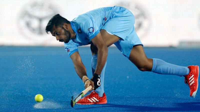 Harmanpreet Singh showed great shooting accuracy to shore his brace against New Zealand. (Photo: Hockey India)