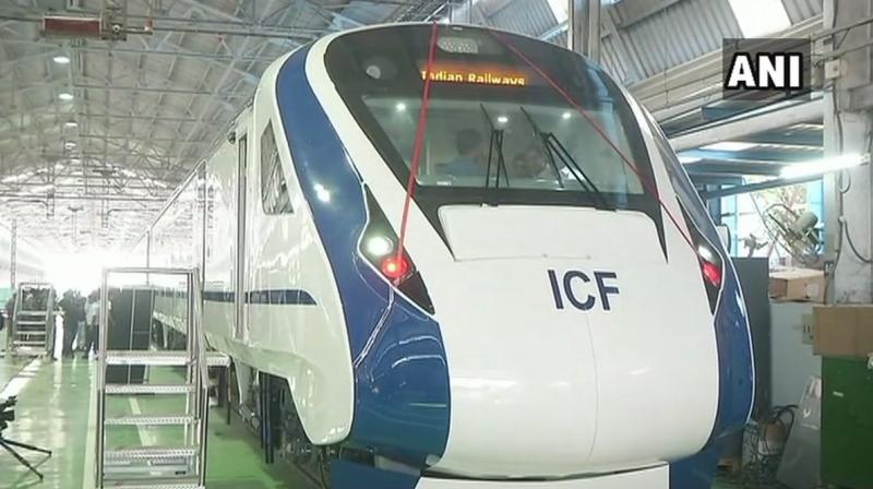 Fitted with CCTV cameras, Train 18 would have two executive compartments in the middle with 52 seats each, whereas trailer coaches would have 78 seats each. (Photo: Twitter | ANI)