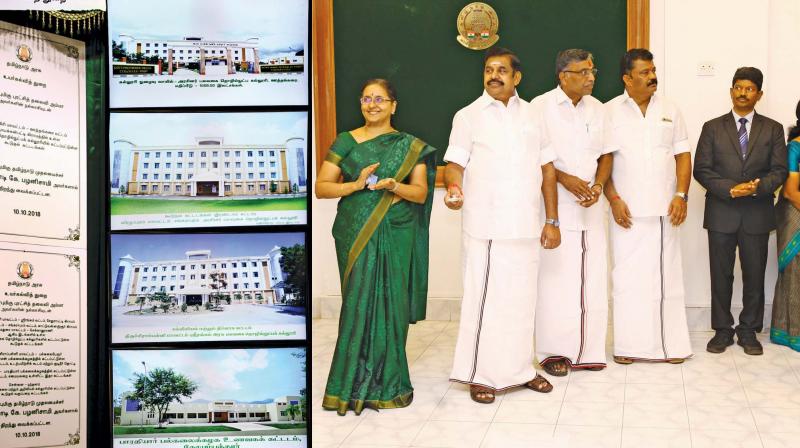 Chief Minister Edappadi K. Palaniswami inaugurated, through video-conferencing from the State Secretariat, buildings constructed for the Higher Education department in various districts including Tiruchi and Krishnagiri, on Wednesday. (Photo: DC)