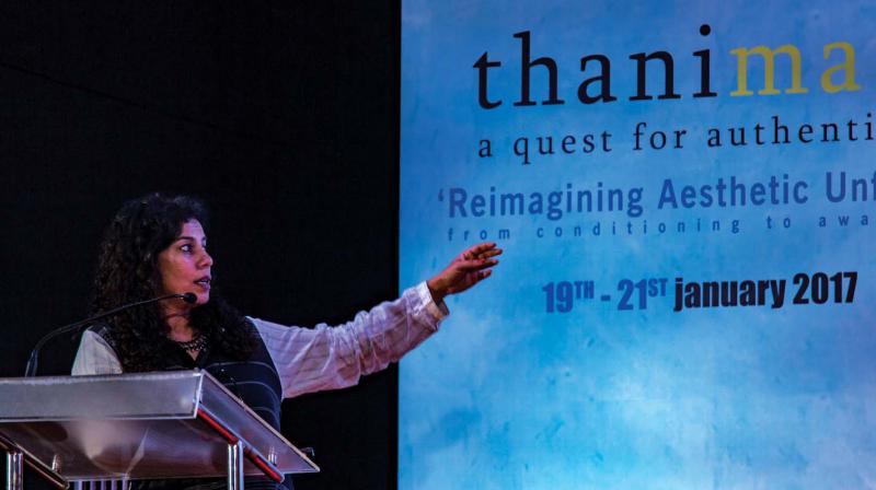 Noted architect Anupama Kundoo delivers keynote address at the seminar Thanima at NIT, Kozhikode on Friday.