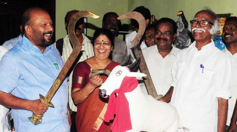 Ministers V.S. Sunilkumar and  Ramachandran Kadannappally along with Thrissur mayor Ajitha Jayarajan after the inauguration of heritage museum in Thrissur on Friday.