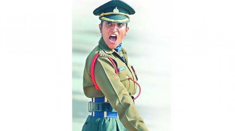Bhavana in uniform.
