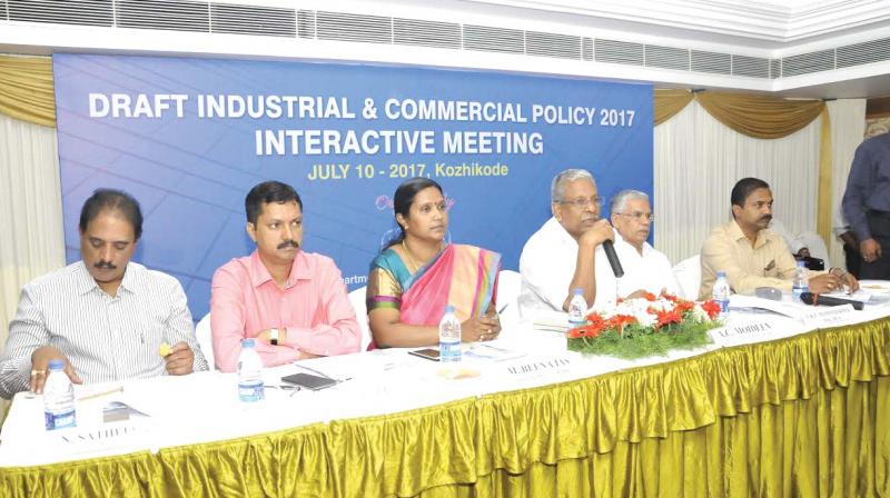 Interactive session of representatives of industry and commercial ventures on for drafting the industrial policy in progress, in Kozhikode on Monday.