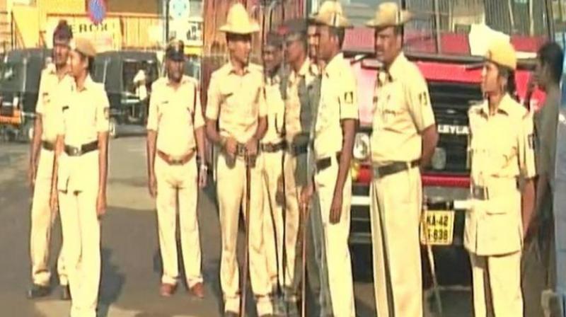 Police deployed in Karnatakas Kalaburagi ahead of Tipu Jayanti. (Photo: ANIâ€‰Twitter)