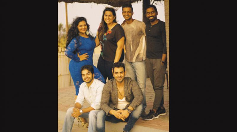 Mallika, Roshni, Abrar Zahoor (sitting right) with others from the shoot.