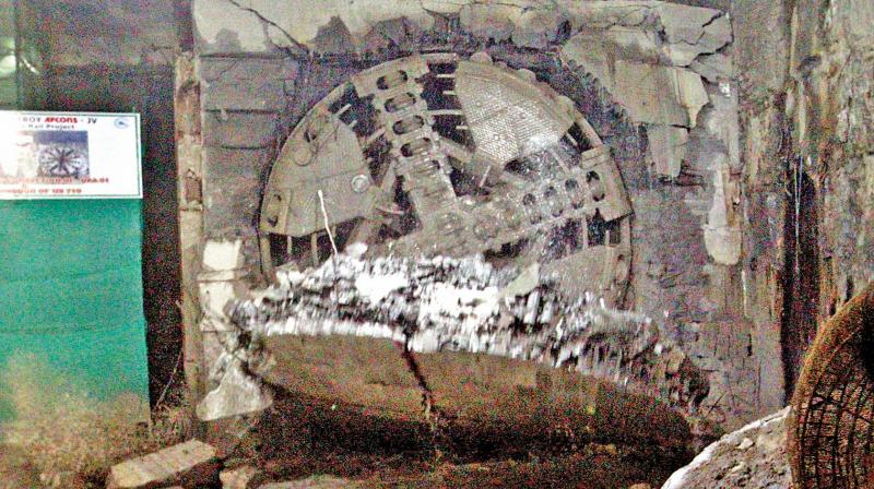 The last phase of boring  being made after 900 days of work on the Washermanpet  Chennai Central  underground route. (Photo: DC)