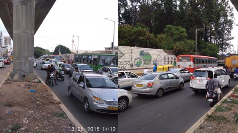 The Konanakunte Cross witnesses heavy traffic leading to gridlocks. The ongoing metro construction has added to the congestion  (Image: DC)