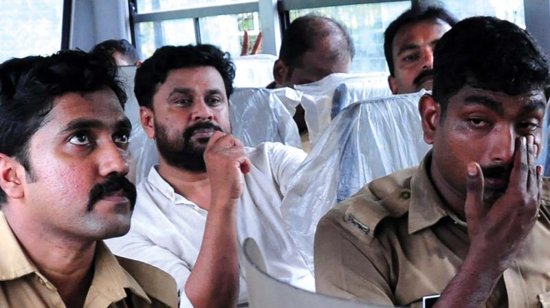 Actor Dileep being taken to Tennis Club in Puzhakkal in Thrissur on Thursday. (Photo: ANUP K. VENU)