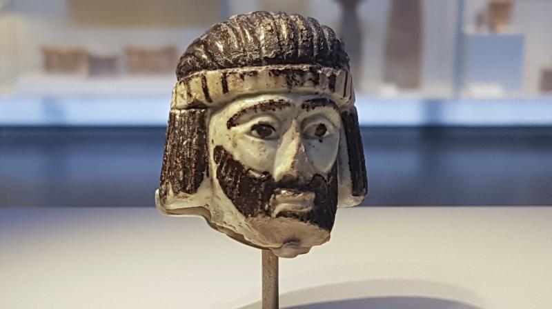 This Monday, June 4, 2018 photo shows a detailed figurine of a kings head on display at the Israel Museum, dating to biblical times, and found last year near Israels northern border with Lebanon, in Jerusalem. (Photo: AP)