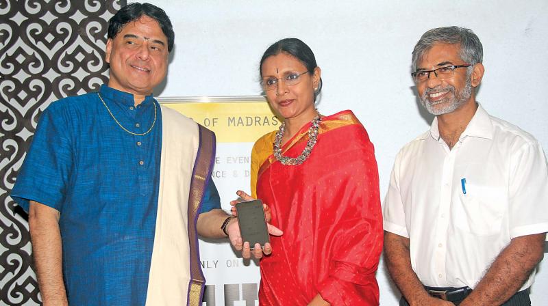 L to R: Vocalist O.S. Arun and danseuse Priyadarsini Govind with K. Kalyana Sundaram, founder of Music of Madras app