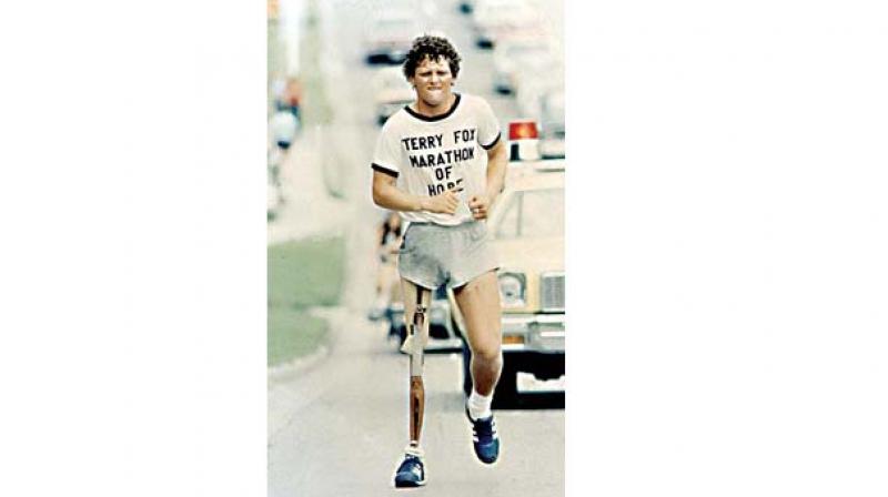 The event, held in different parts of the world to commemorate Canadian cancer activist Terry Fox and his Marathon of Hope to raise funds for cancer research.