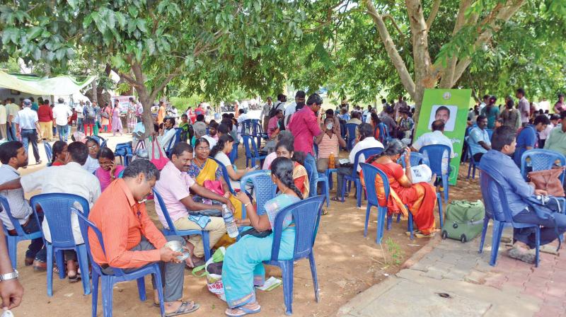 Students wait for their turn on day 2 of MBBS counselling at Omandurar multi super speciality hospital on Tuesday. 	(Image: DC)