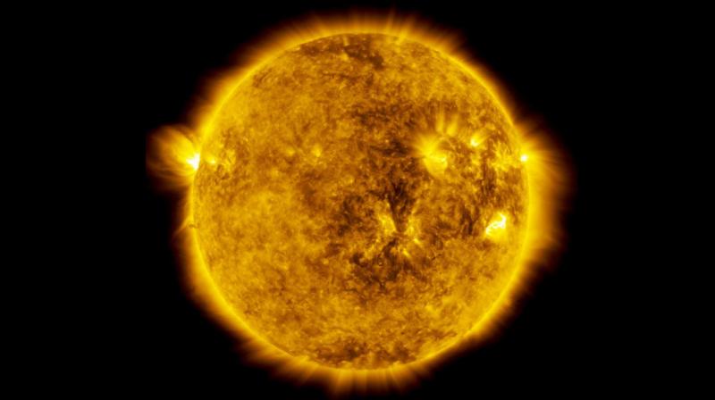 For reasons currently unknown, the Suns outer atmosphere Corona is several hundreds of times hotter the suns surface, with temperature at 500,000 degree Celsius or higher.