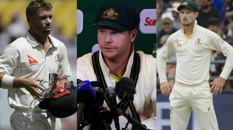 Former captain Steve Smith, vice-captain David Warner and batsman Cameron Bancroft headed home in disgrace from South Africa in the wake of ball-tampering row. (Photo: AFP / AP)