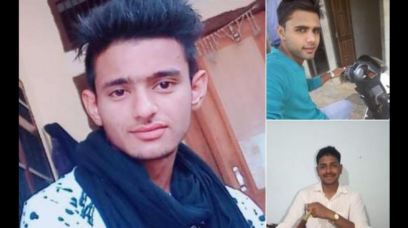Rewari gang-rape case: Rewari police has released photos of the three accused, Manish (left), Nishu (top right) and Pankaj- an Army personnel (right bottom). (Photo: Twitter | ANI)