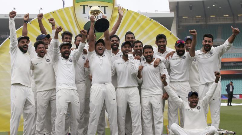 India registered its first-ever Test series triumph in Australia since the countrys first visit way back in 1947-48, winning matches at Adelaide and Melbourne while losing at Perth before the rain-marred last Test at Sydney was drawn. (Photo: AP)