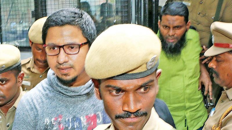 Kichan Buhari, Askar Ali and Sulbugar Ali brought to Coimbatore court amid tight security on Tuesday (Photo: DC)