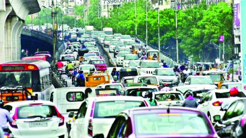 Increase in vehicle density is another area of concern. Hyderabad RTA alone registered 30,71,609 vehicles.