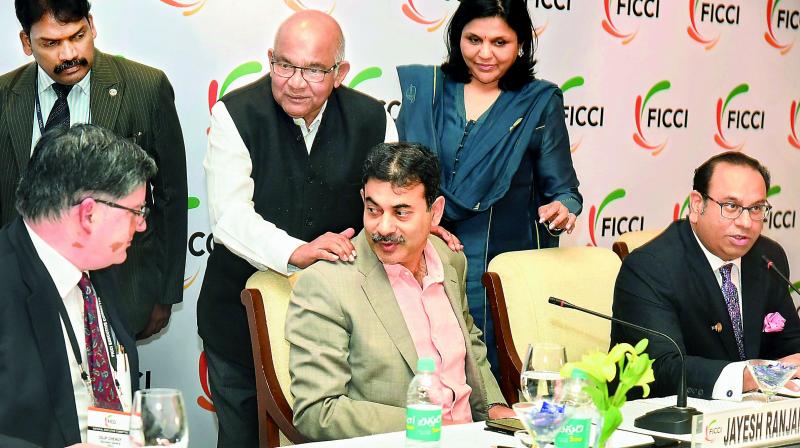 Renowned Economist and former RBI governor Y.V. Reddy with IT Secretary Jayesh Ranjan, Ficci vice-president Sangita Reddy, general secretary Dilip Chenoy (extreme left) and chairman Sandip Somany (exteme right) during the Ficci National Executive Committee meeting on Wednesday. 	 DECCAN Chronicle