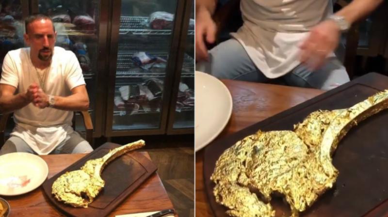 The Bayern Munich star had posted a video of a visit to a steak house owned by celebrity Turkish restauranteur Nusret Gokce, nicknamed Salt Bae, and rubbing his hands before tucking into a huge chop coated in gold. (Photo: Screengrab)