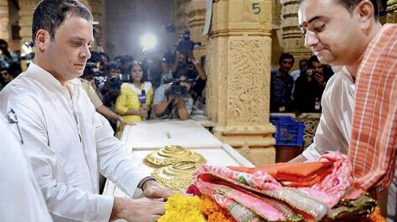 Some BJP workers entered his name in the register meant for non-Hindus at the Somnath temple, leading to the controversy, Rahul Gandhi alleged. (Photo: PTI)