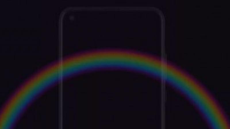 A silhouette of a phone with a punch-hole camera in the display.