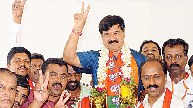 BJP candidate SA Ramadas who won Krishnaraja constituency in Mysuru. 	(Photo:KPN)
