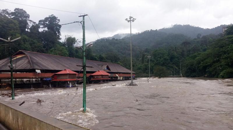 The Pamba Manalpuram on the foothills of Sabarimala has been once again flooded in Pathanamthitta. (Photo: pti)