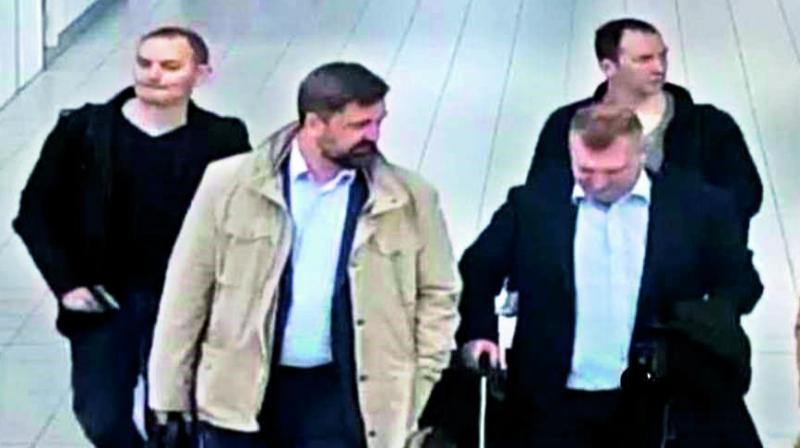 Images of the four Russian agents who tried to hack into global chemical weapons watchdog a month after the Salisbury novichok attack.   CCTV shows them when they were kicked out of the Netherlands