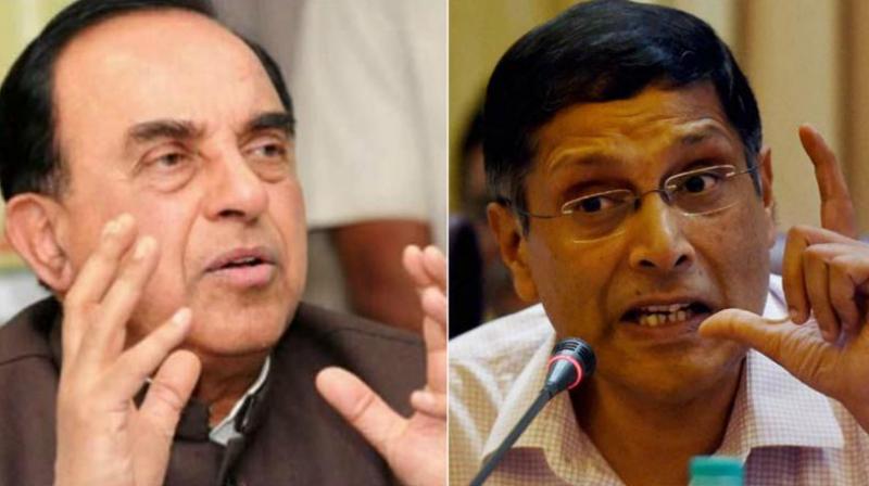 BJP leader Subramanian Swamy and CEA Arvind Subramanian. (Photo: PTI)