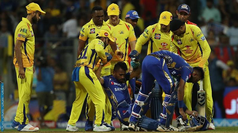 The  injury happened on the final delivery of the MI innings bowled by Dwayne Bravo. (Photo: BCCI)