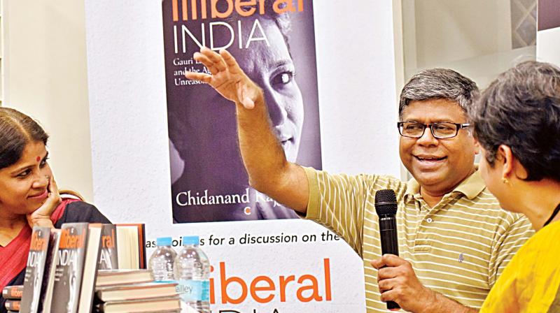 Chidananand Rajghatta at the release of his book Illiberal India in Bengaluru  on Friday 	DC