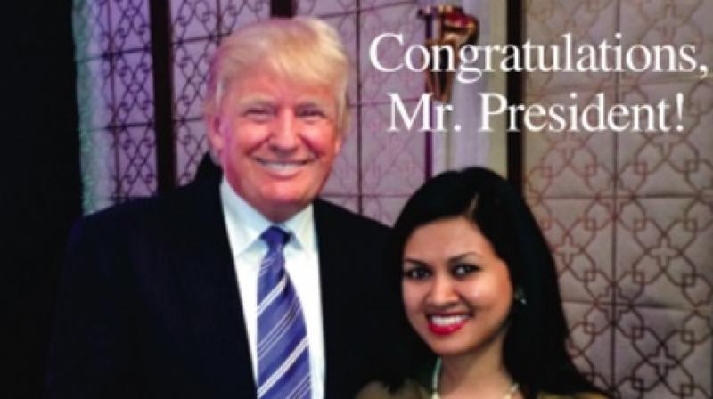 Devita Saraf, who is the CEO of VU Televisions, has released a full page ad congratulating Trump in the Times of India.