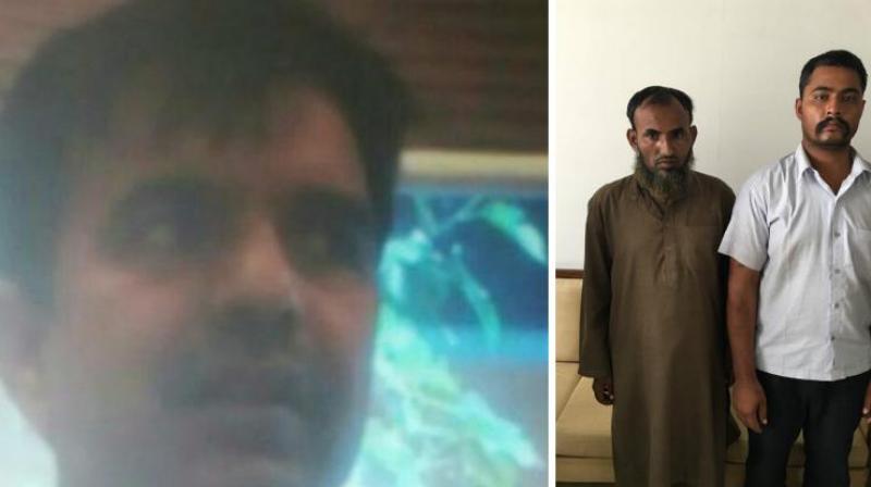 Mehmood Akhtar, the Pakistani spy who posed as a High Commission official (left), and two informants (right). (Photo: ANI Twitter)