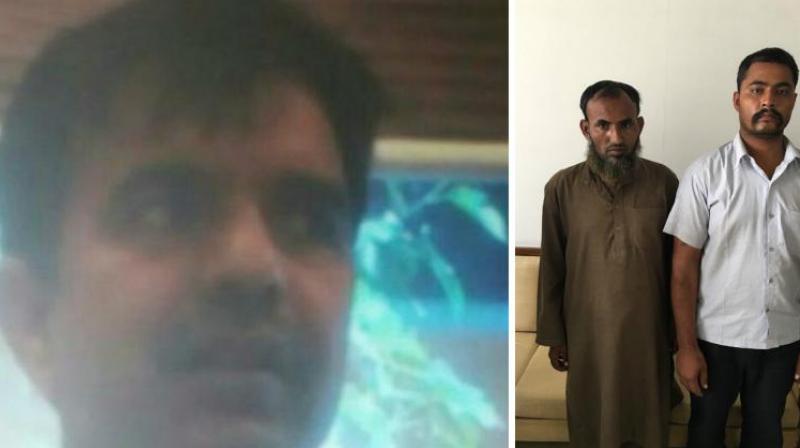 Mehmood Akhtar, the Pakistani spy who posed as a High Commission official (left), and two informants (right). (Photo: ANI Twitter)