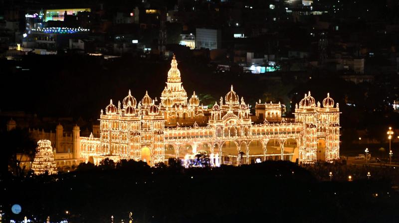 Mysore Palace decorated with 100,000 light bulbs. (Photo: PTI)