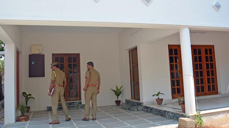 Police searching the closed Chennai Trekking Club office in Palavakkam on Monday. (Photo: DC)