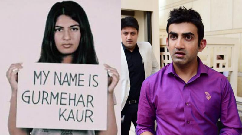 â€œShe (Gurmehar Kaur) is entitled to her opinion just as every other citizen is. Every one may or may not agree with it but mocking her for it is despicable, said Gautam Gambhir on Twitter. (Photo: PTI / Screengrab)