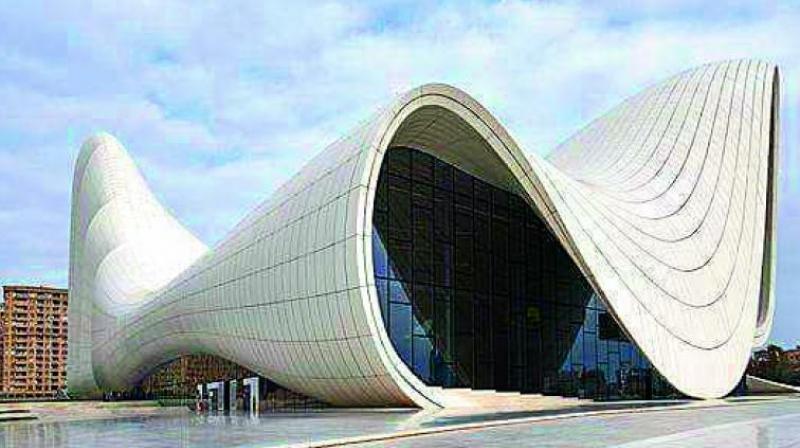 The most famous wave architecture of Heydar Aliyev Center in the city of Baku.