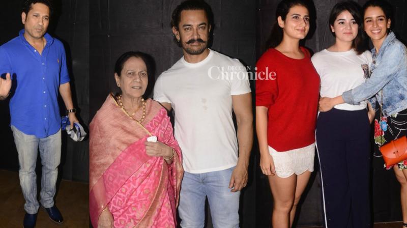 Aamir shows Secret Superstar to mom, others; Zaira bonds with Dangal girls