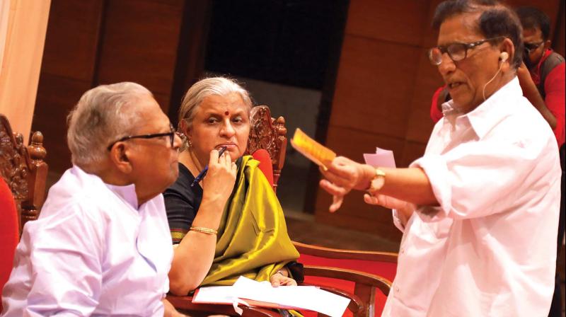 Administrative Reforms Commission chairman V.S. Achuthanandan listens to a complaint by M.M Abdullakutty, a Fort Kochi native, during the public hearing held by the commission in Kochi on Thursday. (Photo: ARUN CHANDRABOSE)