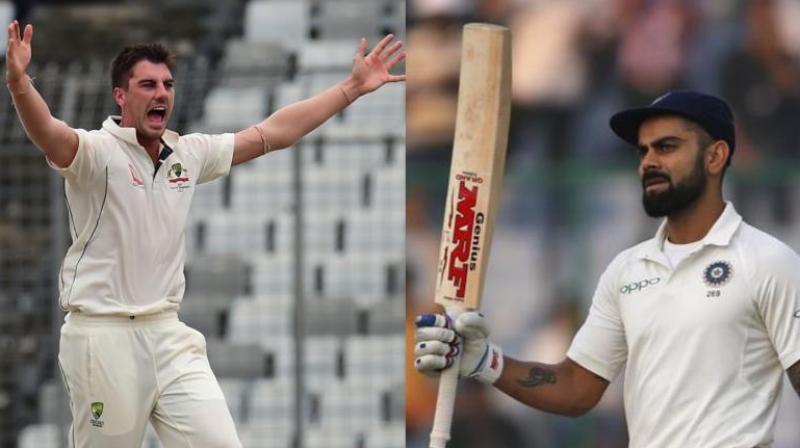 Refusing to buy Virat Kohlis self-appraisal that he is no longer the one looking for confrontations, pacer Pat Cummins said Sunday that the Australians will hold their ground in the face of any verbal barrage from the India captain. (Photo: AP / AFP)